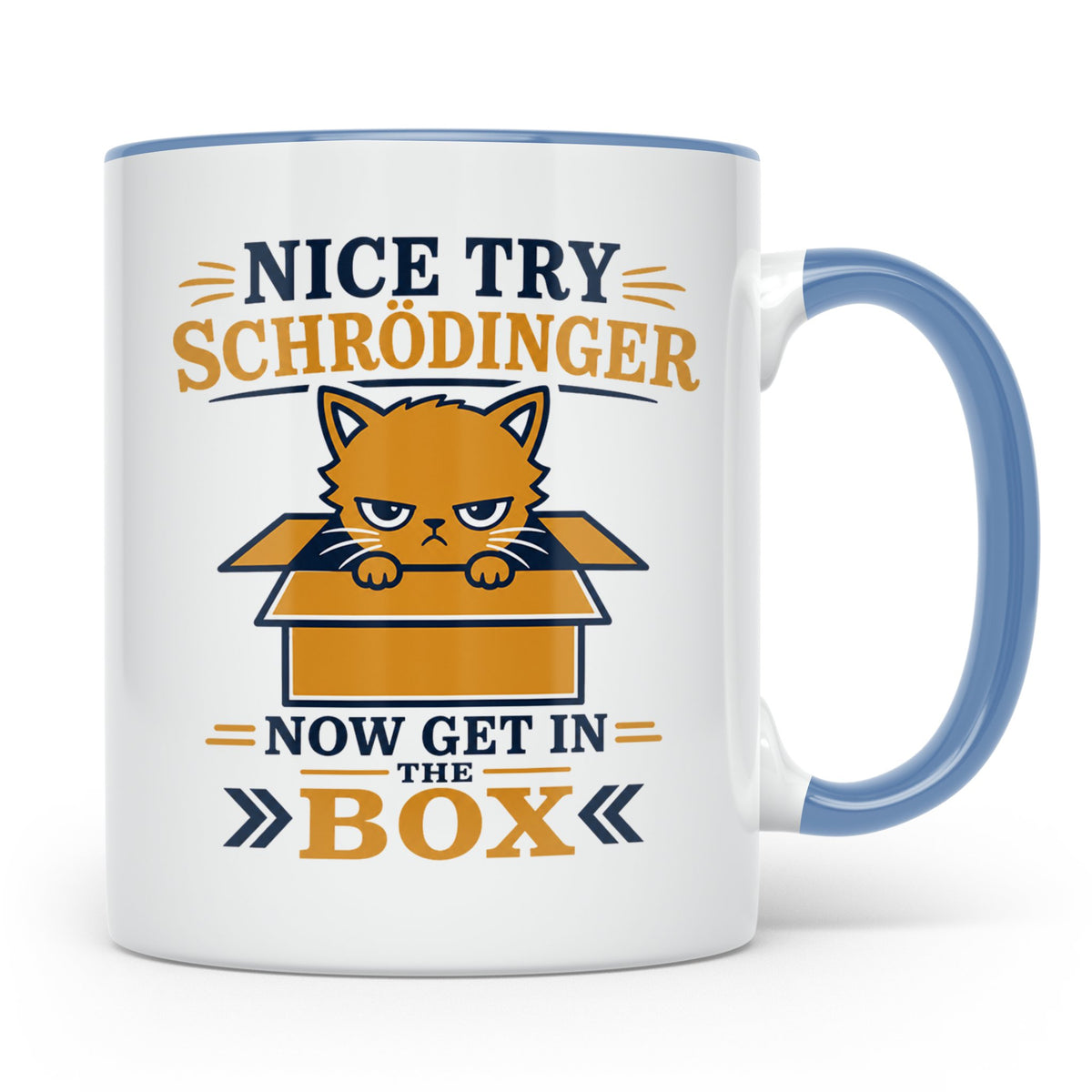 Schrödingers Katze Tasse lustig mit Spruch, Geschenk für Phy – Blau [farbe:blau]