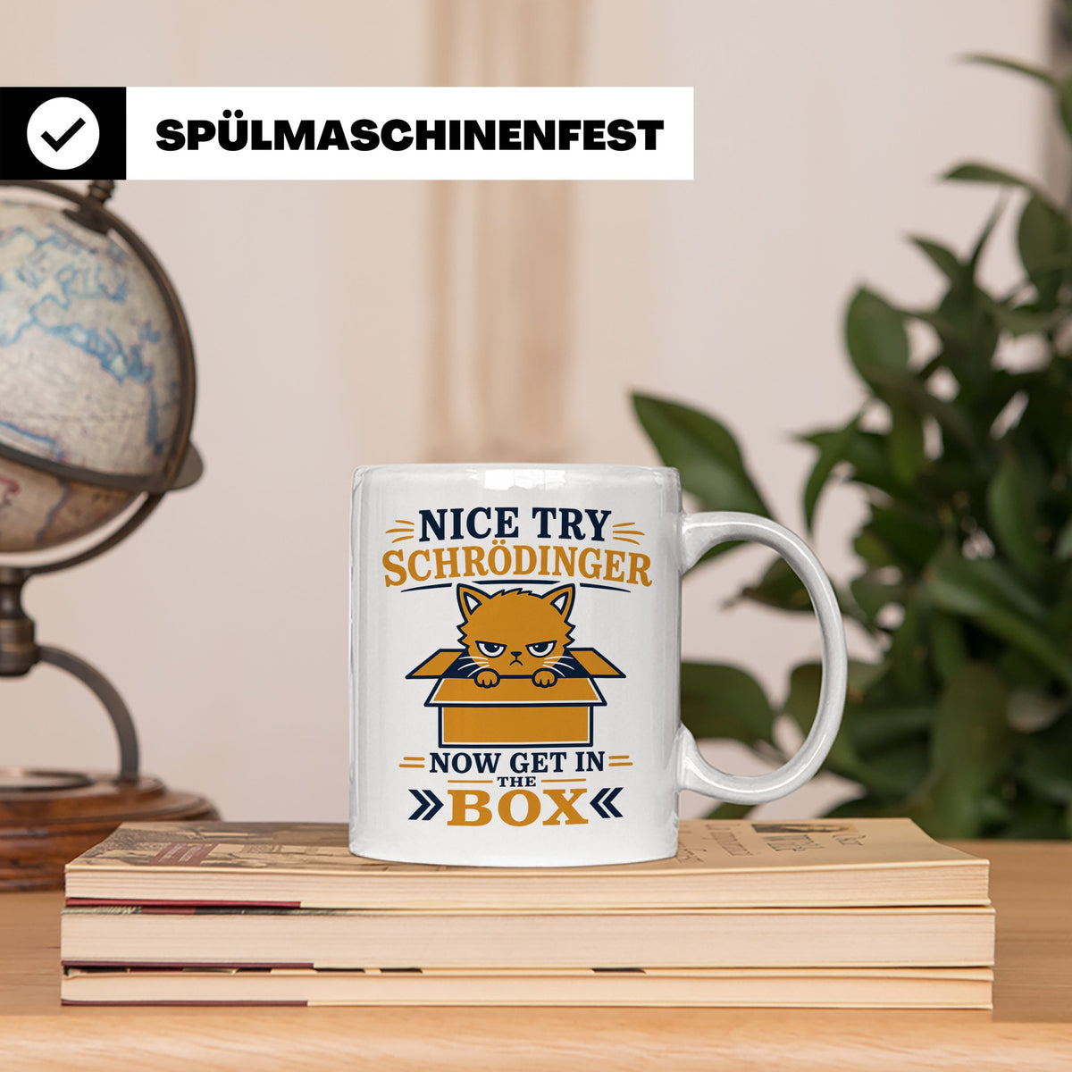 Schrödingers Katze Tasse lustig mit Spruch, Geschenk für Phy – Weiß [farbe:weiß]