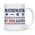 Mathematik Tasse mit Spruch 87 Äpfel | Geschenk für Matheleh – Weiß [farbe:weiß]