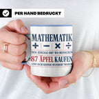 Mathematik Tasse mit Spruch 87 Äpfel | Geschenk für Matheleh – Blau [farbe:blau]