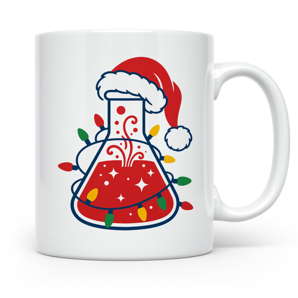 Chemiker Tasse Weihnachten lustig mit Erlenmeyerkolben & Lic – Weiß [farbe:weiß]