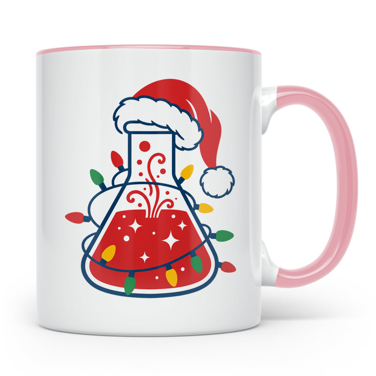 Chemiker Tasse Weihnachten lustig mit Erlenmeyerkolben & Lic – Rosa [farbe:rosa]