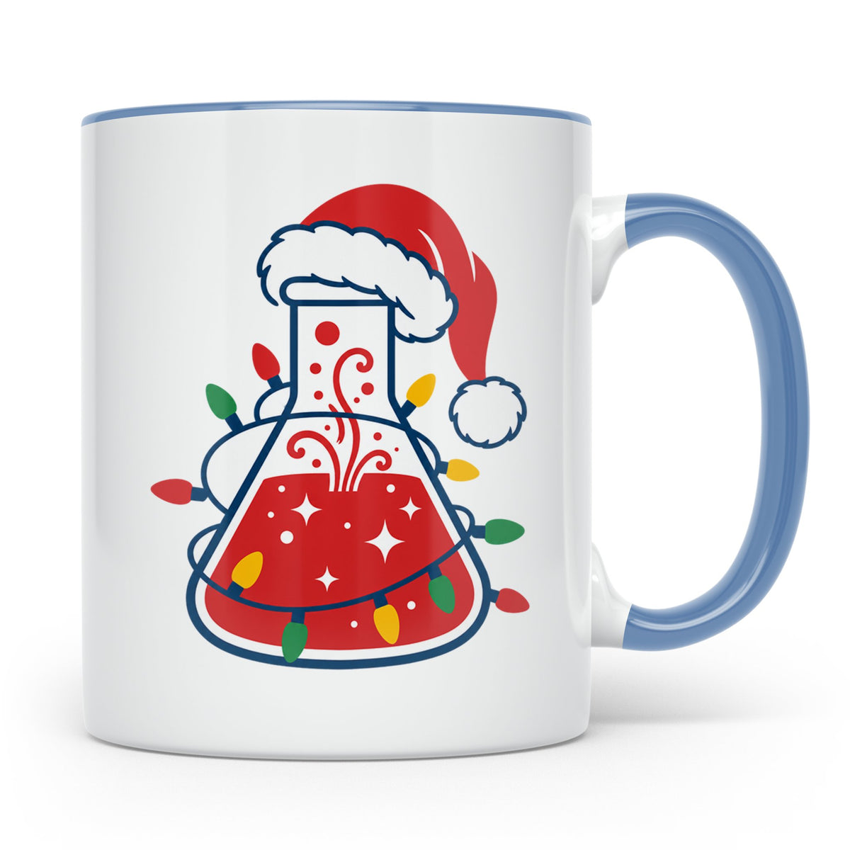 Chemiker Tasse Weihnachten lustig mit Erlenmeyerkolben & Lic – Blau [farbe:blau]