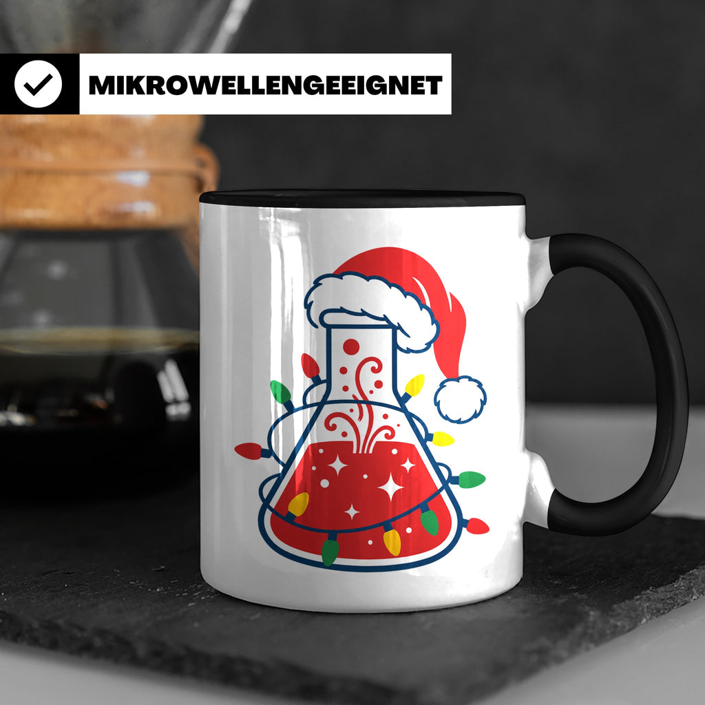 Chemiker Tasse Weihnachten lustig mit Erlenmeyerkolben & Lic – Schwarz [farbe:schwarz]