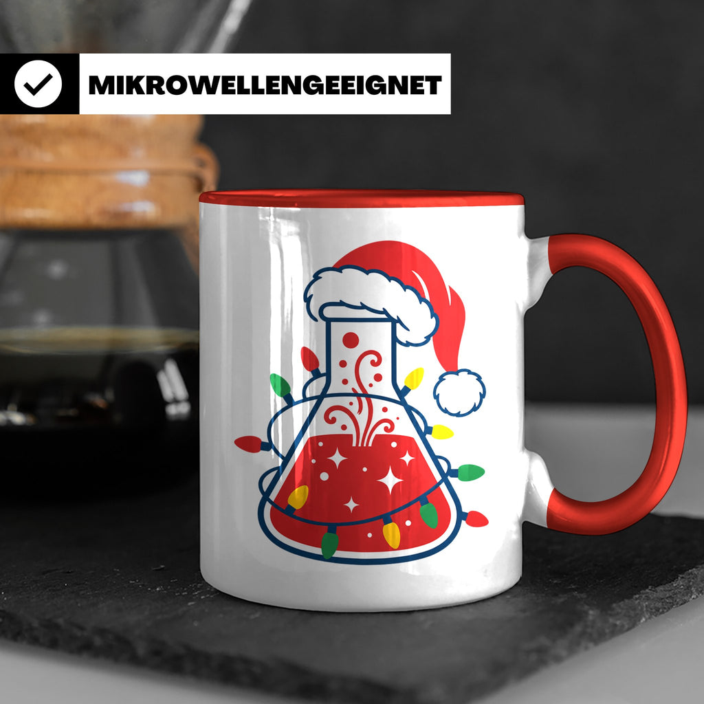 Chemiker Tasse Weihnachten lustig mit Erlenmeyerkolben & Lic – Rot [farbe:rot]
