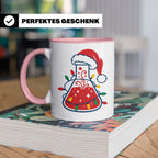 Chemiker Tasse Weihnachten lustig mit Erlenmeyerkolben & Lic – Rosa [farbe:rosa]