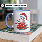 Chemiker Tasse Weihnachten lustig mit Erlenmeyerkolben & Lic – Blau [farbe:blau]