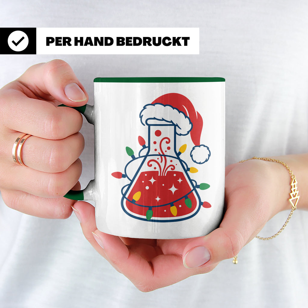 Chemiker Tasse Weihnachten lustig mit Erlenmeyerkolben & Lic – Grün [farbe:grün]