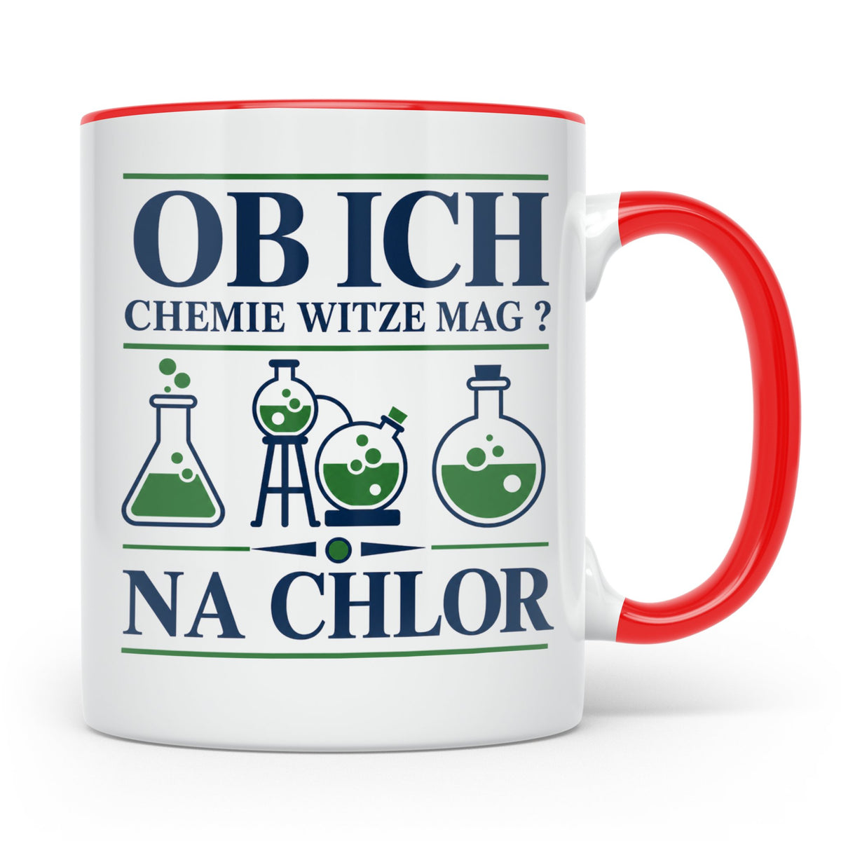 Chemiker Tasse mit Spruch Na Chlor lustig Chemie Witz Kaffee – Rot [farbe:rot]