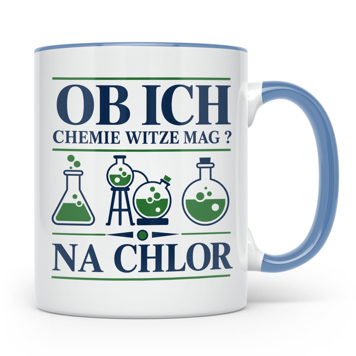 Chemiker Tasse mit Spruch Na Chlor lustig Chemie Witz Kaffee – Blau [farbe:blau]