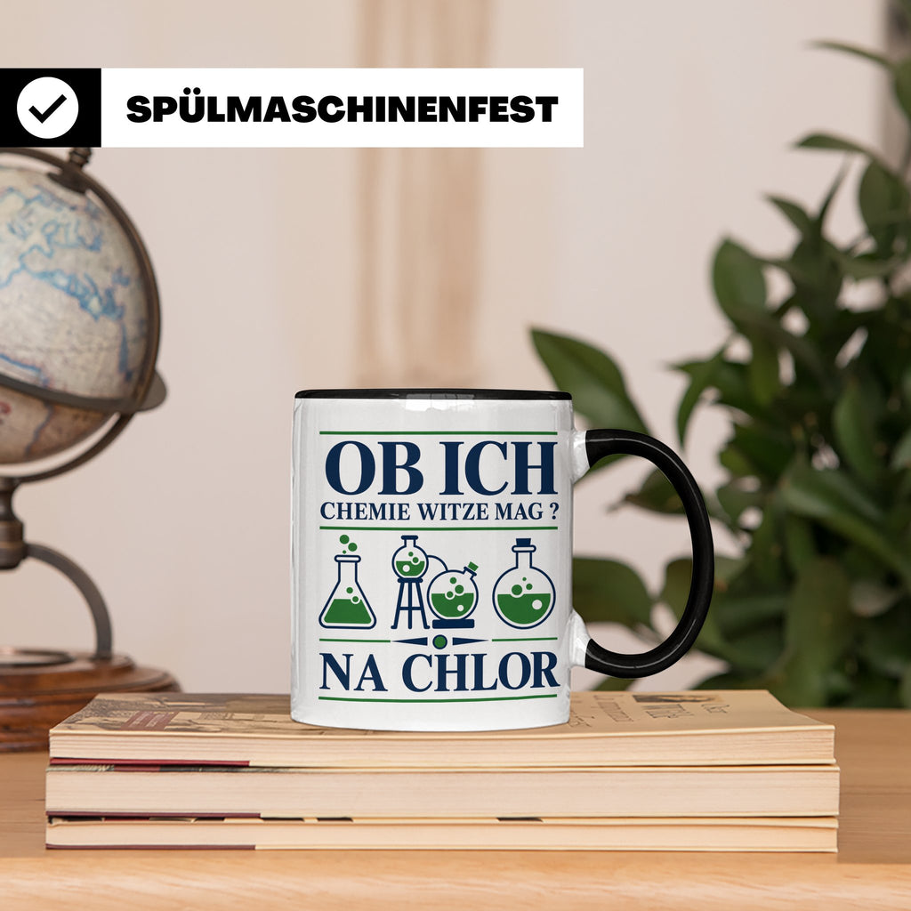 Chemiker Tasse mit Spruch Na Chlor lustig Chemie Witz Kaffee – Schwarz [farbe:schwarz]