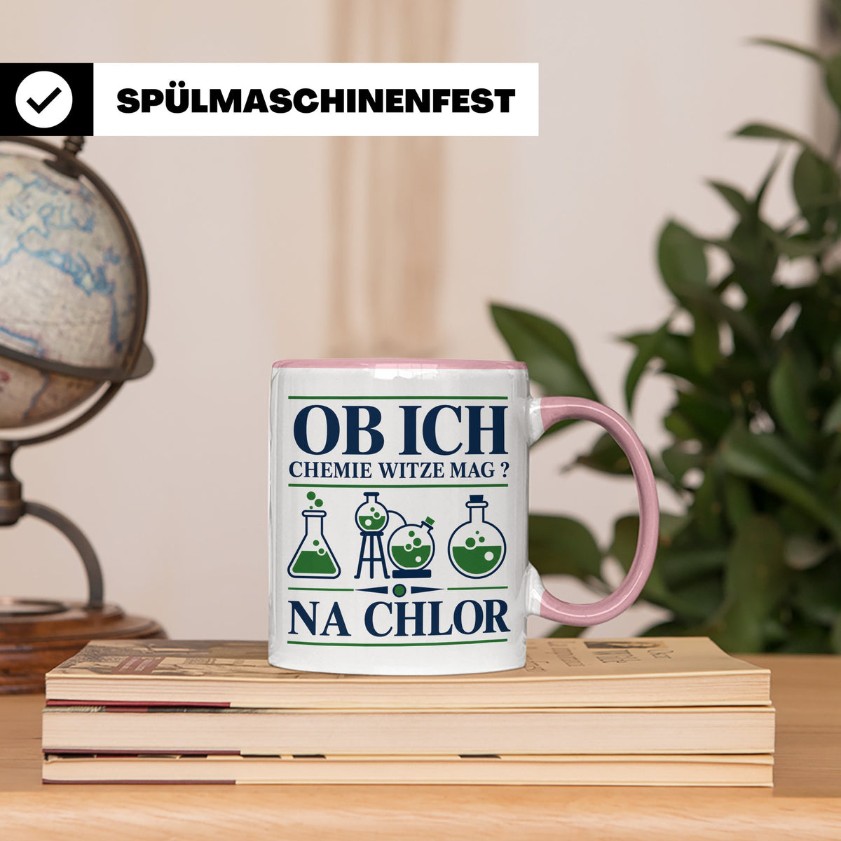 Chemiker Tasse mit Spruch Na Chlor lustig Chemie Witz Kaffee – Rosa [farbe:rosa]