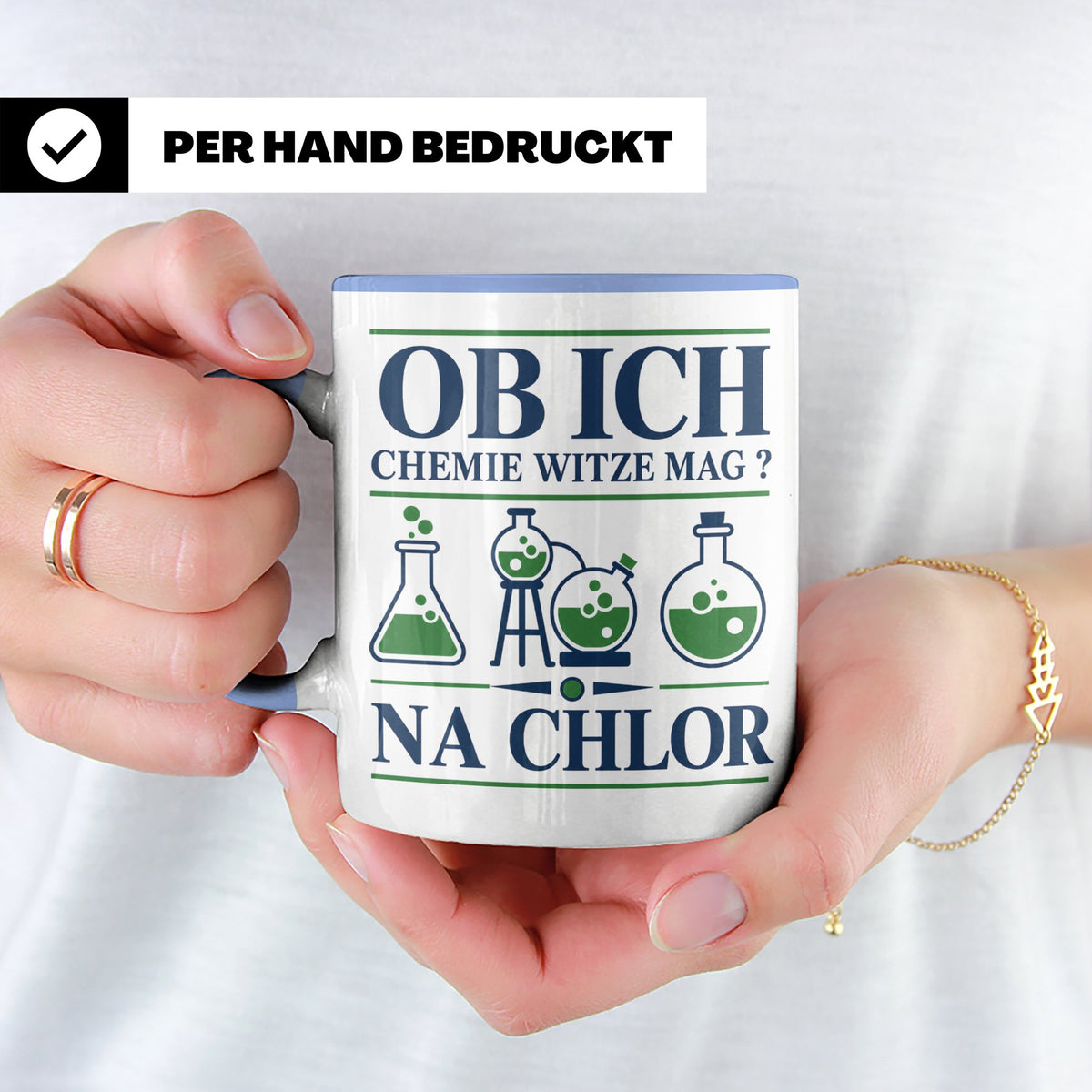 Chemiker Tasse mit Spruch Na Chlor lustig Chemie Witz Kaffee – Blau [farbe:blau]