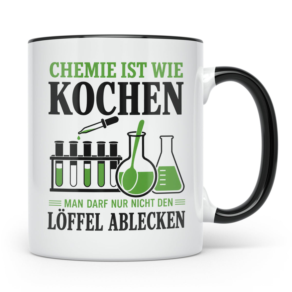 Chemiker Tasse mit Spruch Chemie ist wie Kochen lustig | Ges – Schwarz [farbe:schwarz]