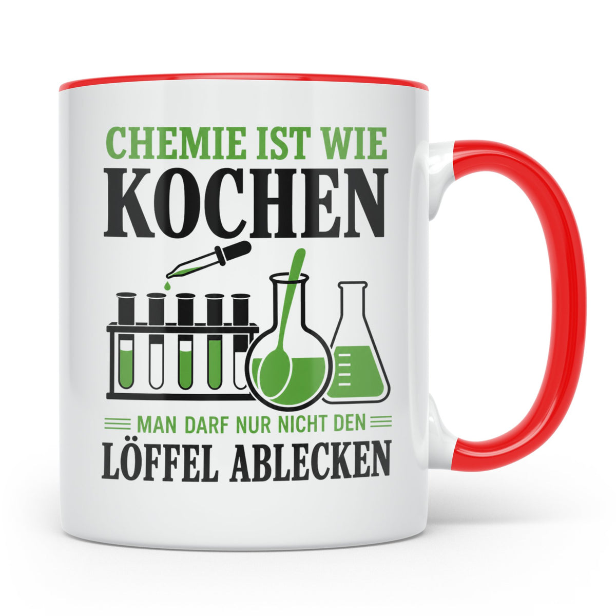 Chemiker Tasse mit Spruch Chemie ist wie Kochen lustig | Ges – Rot [farbe:rot]
