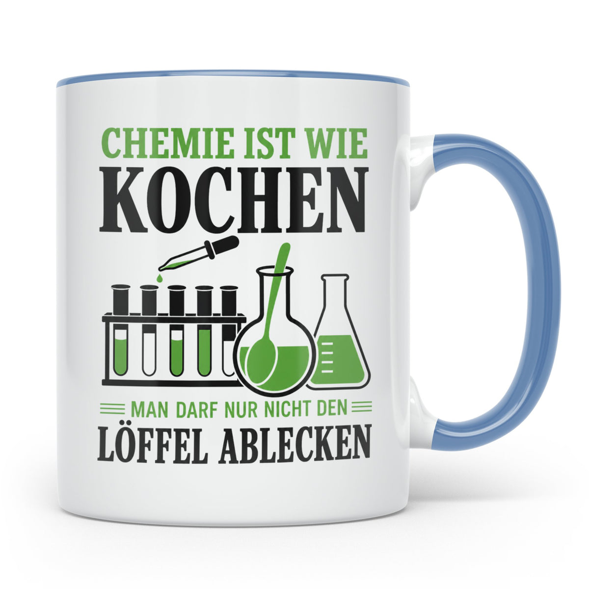 Chemiker Tasse mit Spruch Chemie ist wie Kochen lustig | Ges – Blau [farbe:blau]