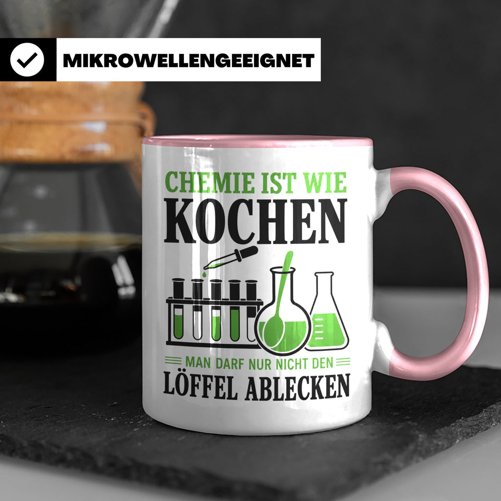 Chemiker Tasse mit Spruch Chemie ist wie Kochen lustig | Ges – Rosa [farbe:rosa]