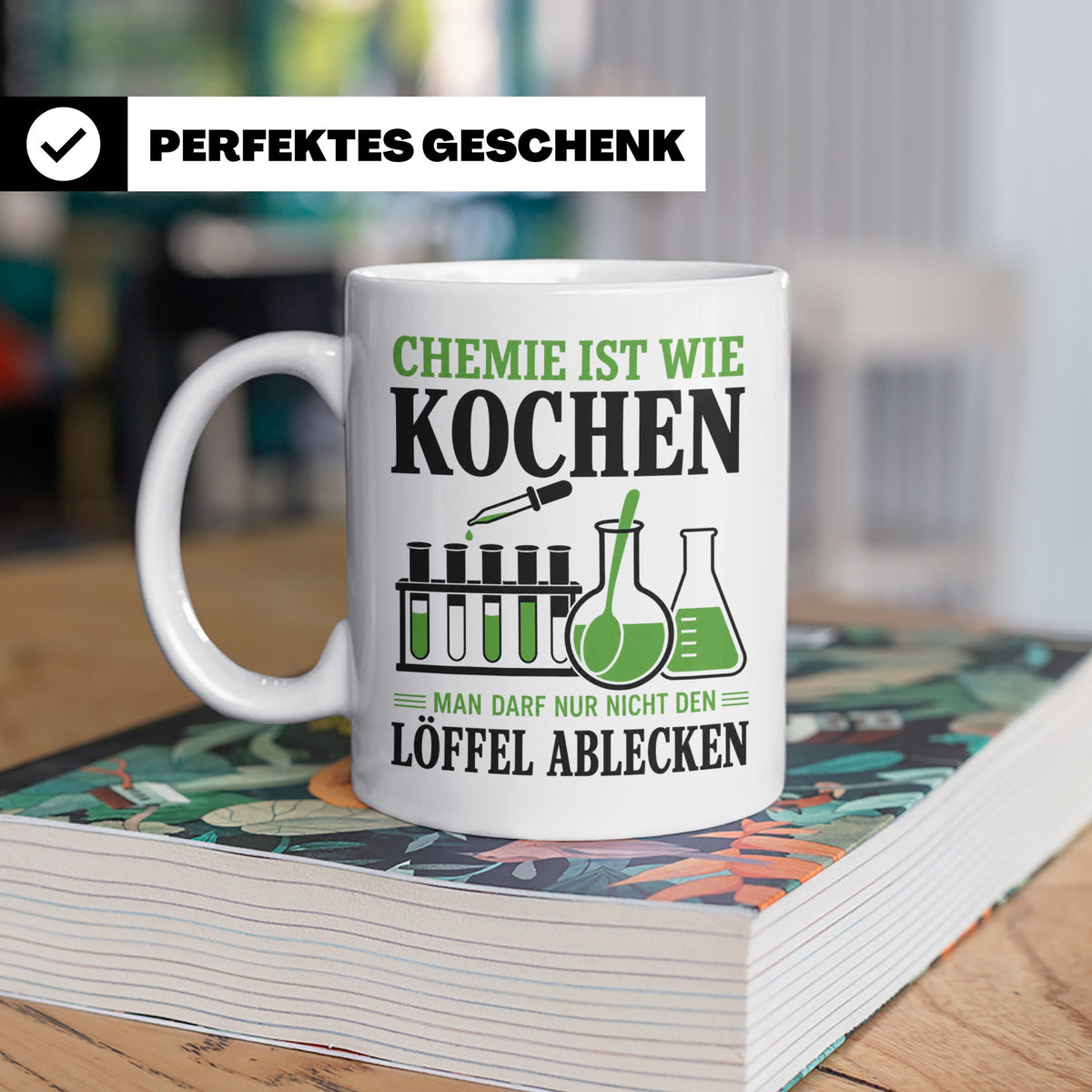 Chemiker Tasse mit Spruch Chemie ist wie Kochen lustig | Ges – Weiß [farbe:weiß]