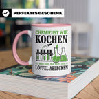 Chemiker Tasse mit Spruch Chemie ist wie Kochen lustig | Ges – Rosa [farbe:rosa]