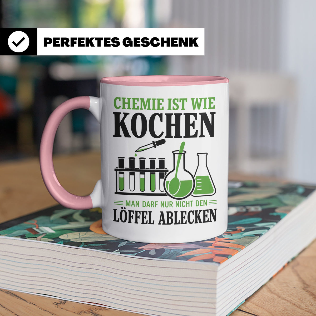 Chemiker Tasse mit Spruch Chemie ist wie Kochen lustig | Ges – Rosa [farbe:rosa]