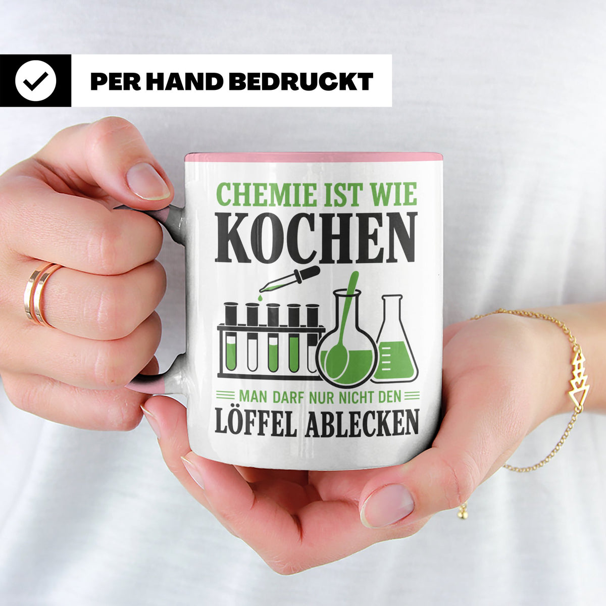 Chemiker Tasse mit Spruch Chemie ist wie Kochen lustig | Ges – Rosa [farbe:rosa]