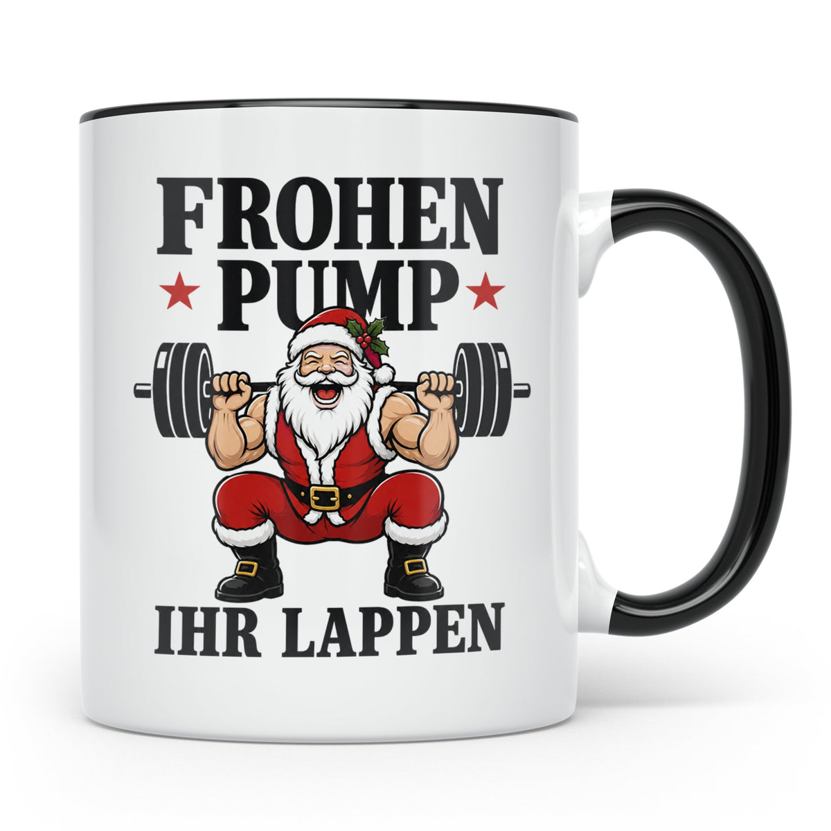Fitness Tasse Frohen Pump Ihr Lappen lustig Gym Spruch Weihn – Schwarz [farbe:schwarz]