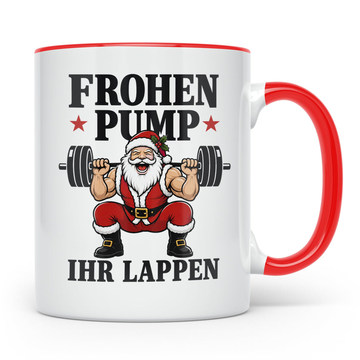 Fitness Tasse Frohen Pump Ihr Lappen lustig Gym Spruch Weihn – Rot [farbe:rot]