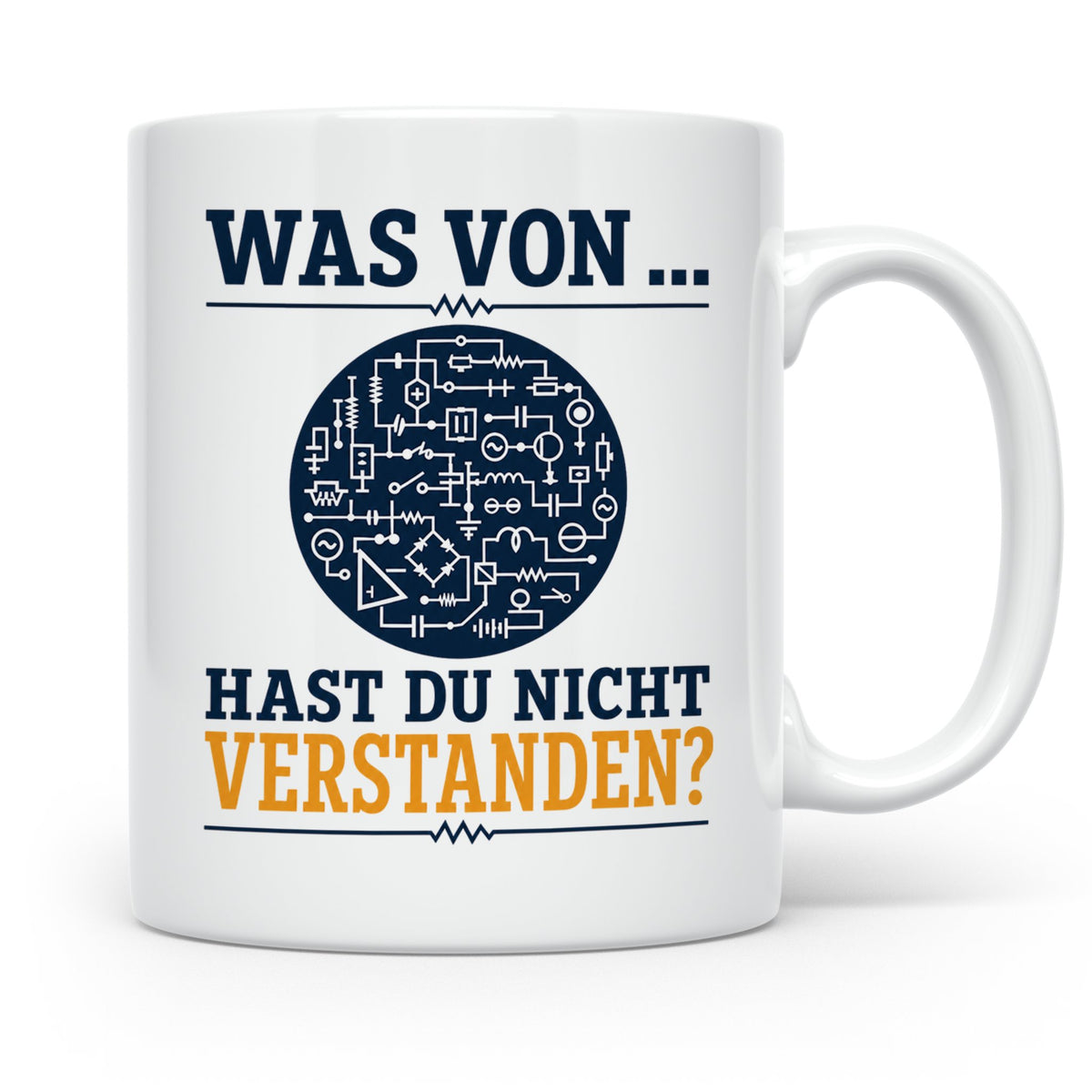 Elektriker Tasse mit Spruch Was von Schaltplan hast du nicht – Weiß [farbe:weiß]