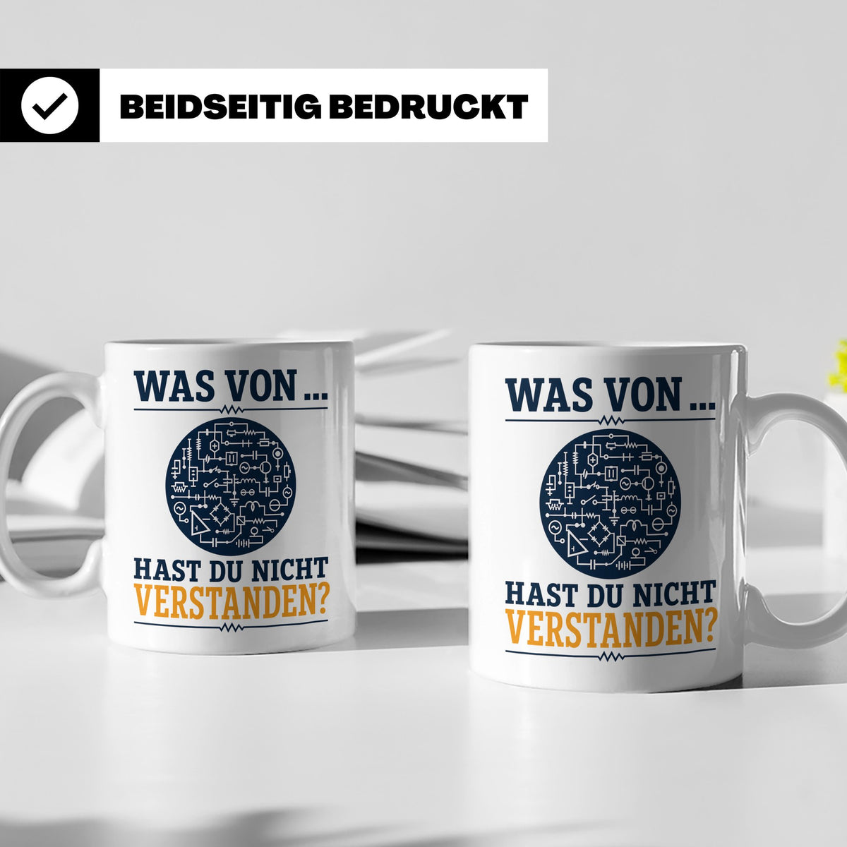 Elektriker Tasse mit Spruch Was von Schaltplan hast du nicht – Weiß [farbe:weiß]