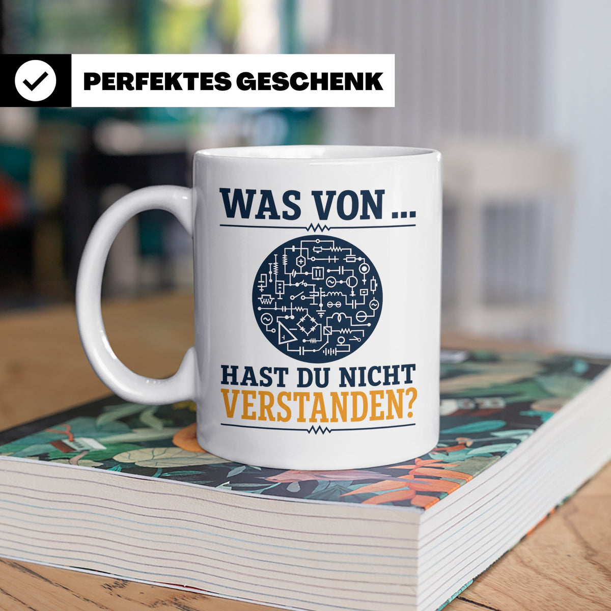 Elektriker Tasse mit Spruch Was von Schaltplan hast du nicht – Weiß [farbe:weiß]