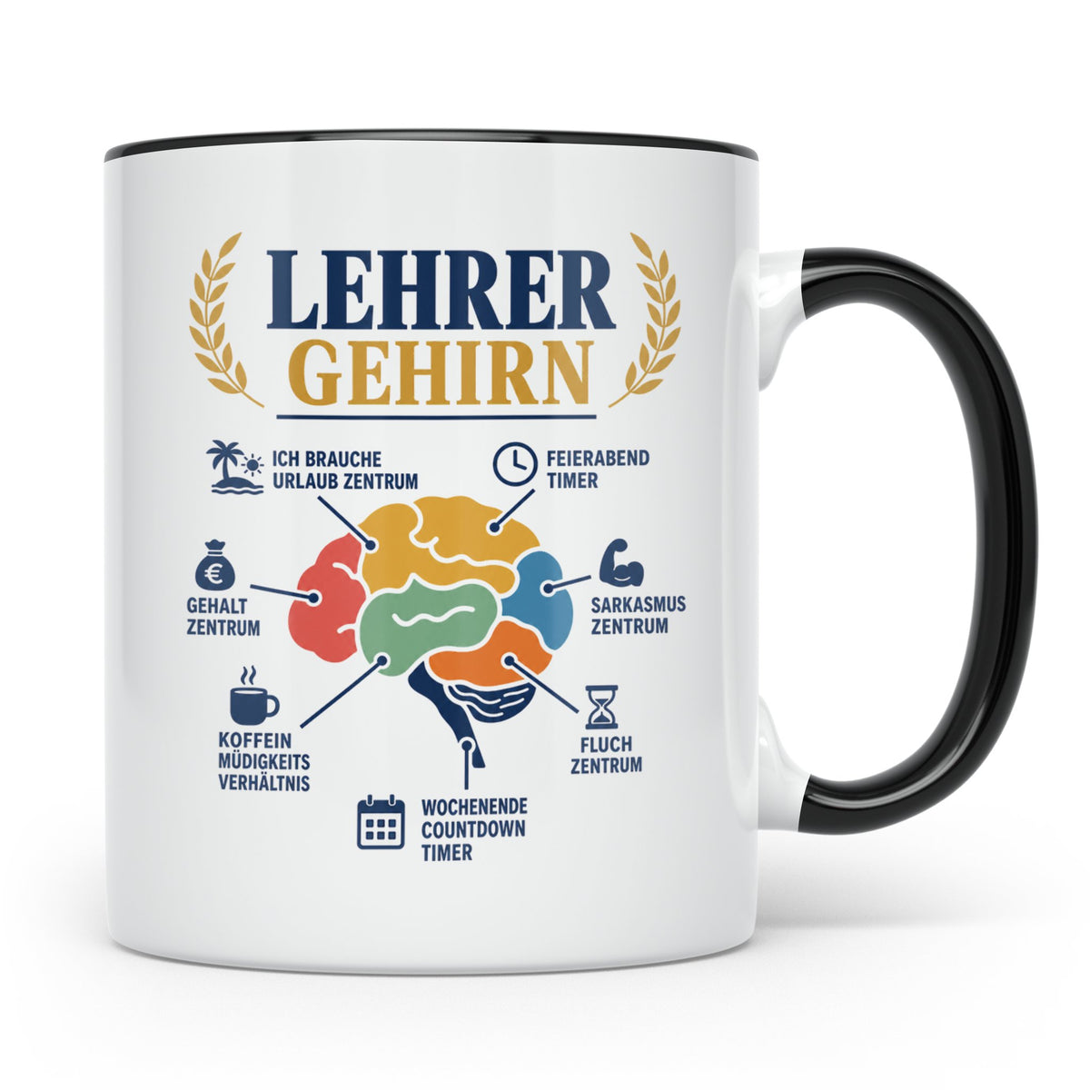 Lehrer Gehirn Tasse lustiger Spruch Kaffeetasse für Lehrerin – Schwarz [farbe:schwarz]