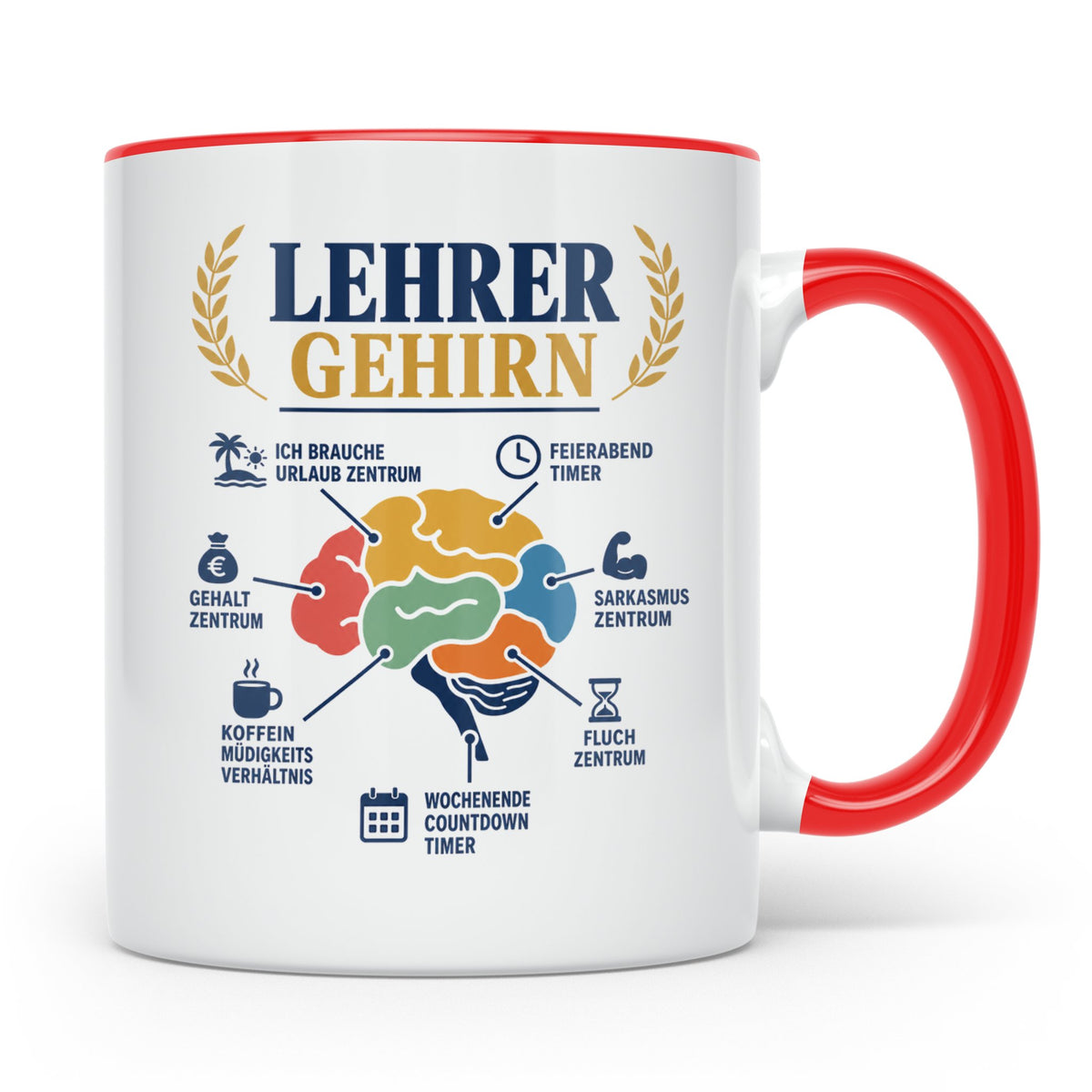 Lehrer Gehirn Tasse lustiger Spruch Kaffeetasse für Lehrerin – Rot [farbe:rot]