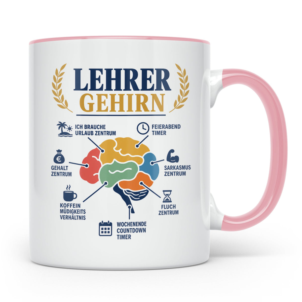 Lehrer Gehirn Tasse lustiger Spruch Kaffeetasse für Lehrerin – Rosa [farbe:rosa]