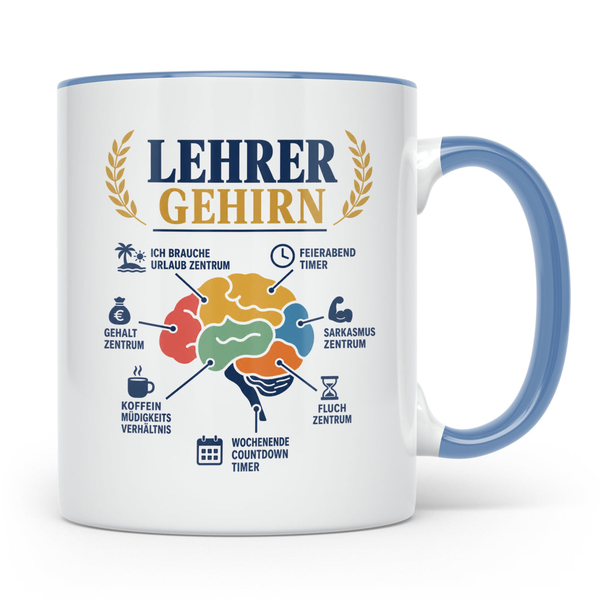 Lehrer Gehirn Tasse lustiger Spruch Kaffeetasse für Lehrerin – Blau [farbe:blau]