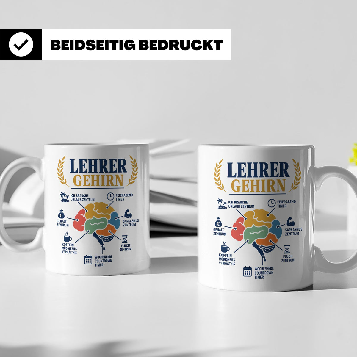 Lehrer Gehirn Tasse lustiger Spruch Kaffeetasse für Lehrerin – Weiß [farbe:weiß]