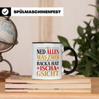 Schwäbische Tasse mit Spruch Ned alles was zwoi Backa hat |  – Schwarz [farbe:schwarz]