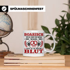Boarisch Tasse mit Spruch Des is in meim Blut lustige Bayeri – Weiß [farbe:weiß]