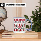 Boarisch Tasse mit Spruch Des is in meim Blut lustige Bayeri – Blau [farbe:blau]