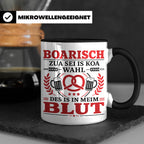 Boarisch Tasse mit Spruch Des is in meim Blut lustige Bayeri – Schwarz [farbe:schwarz]