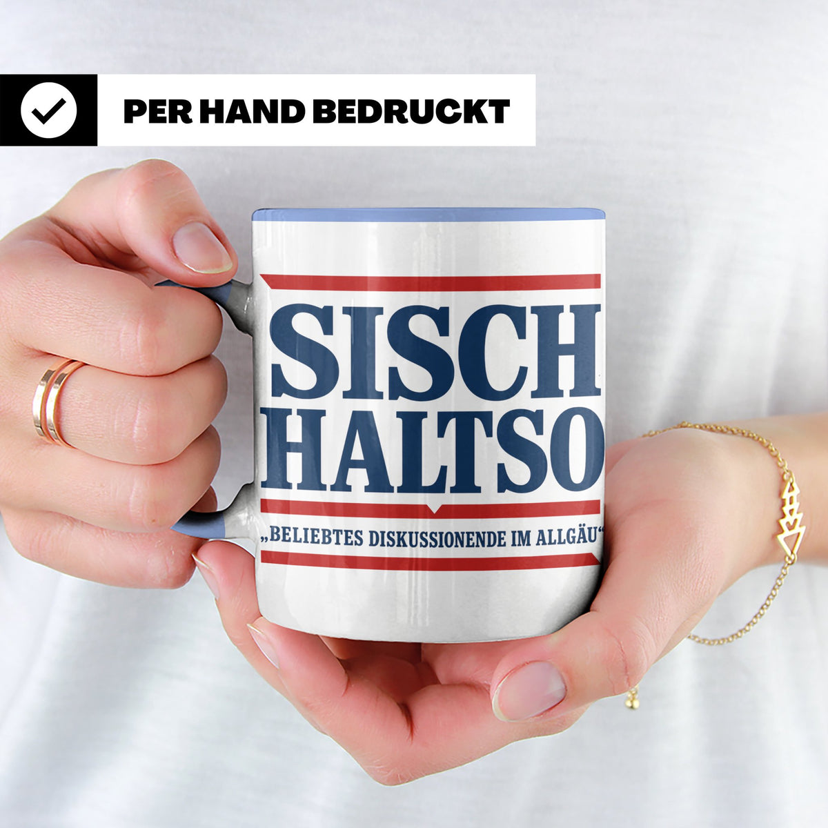Allgäu Tasse Sisch halt so Spruch | Lustige Dialekt Kaffeeta – Blau [farbe:blau]