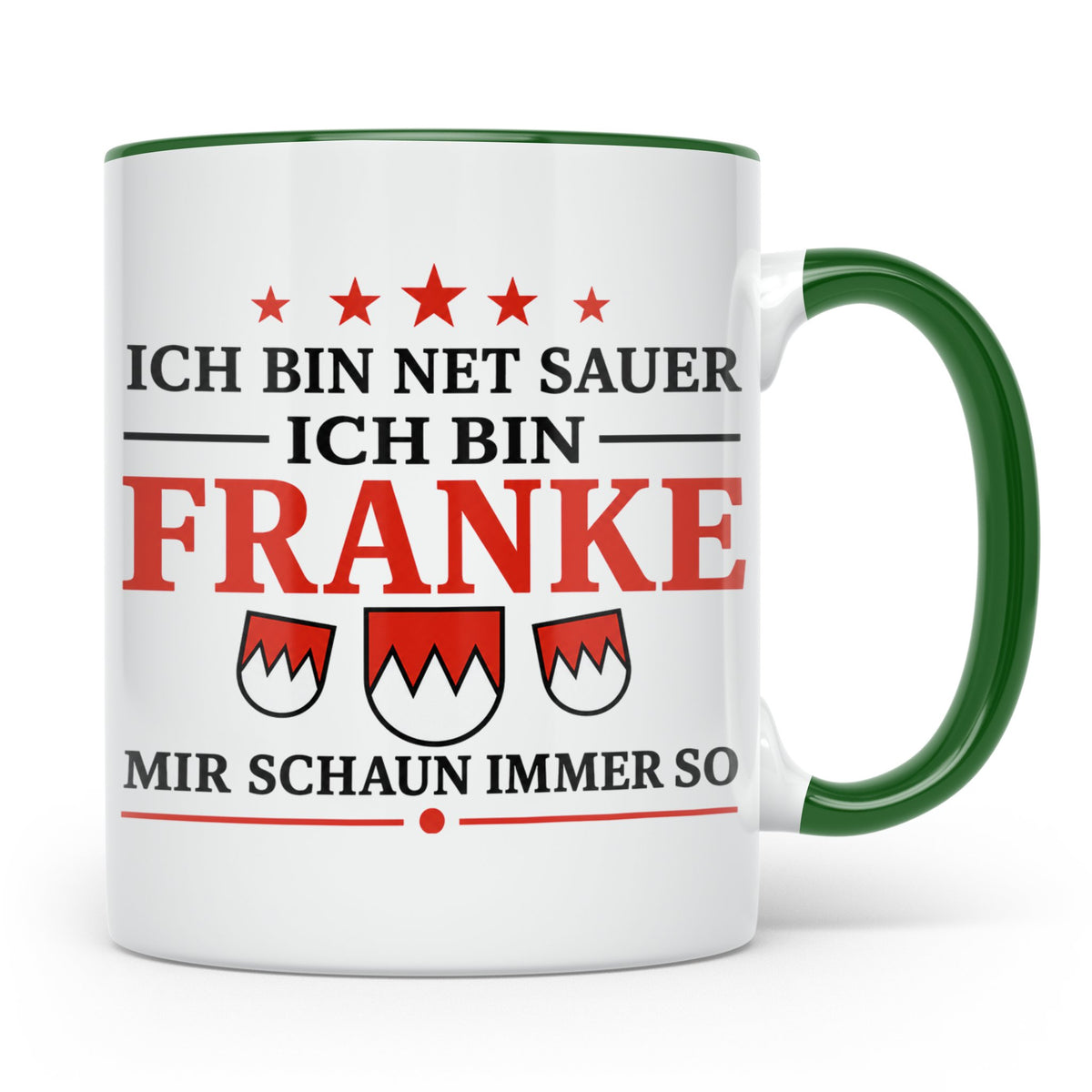 Franke Tasse mit Spruch Ich bin net sauer | Geschenk für Fra – Grün [farbe:grün]
