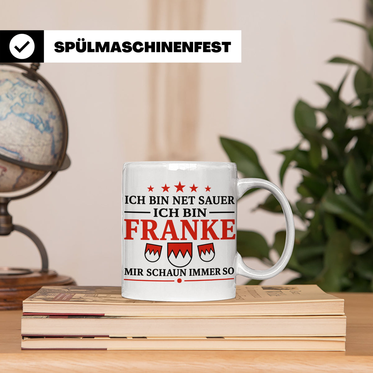 Franke Tasse mit Spruch Ich bin net sauer | Geschenk für Fra – Weiß [farbe:weiß]
