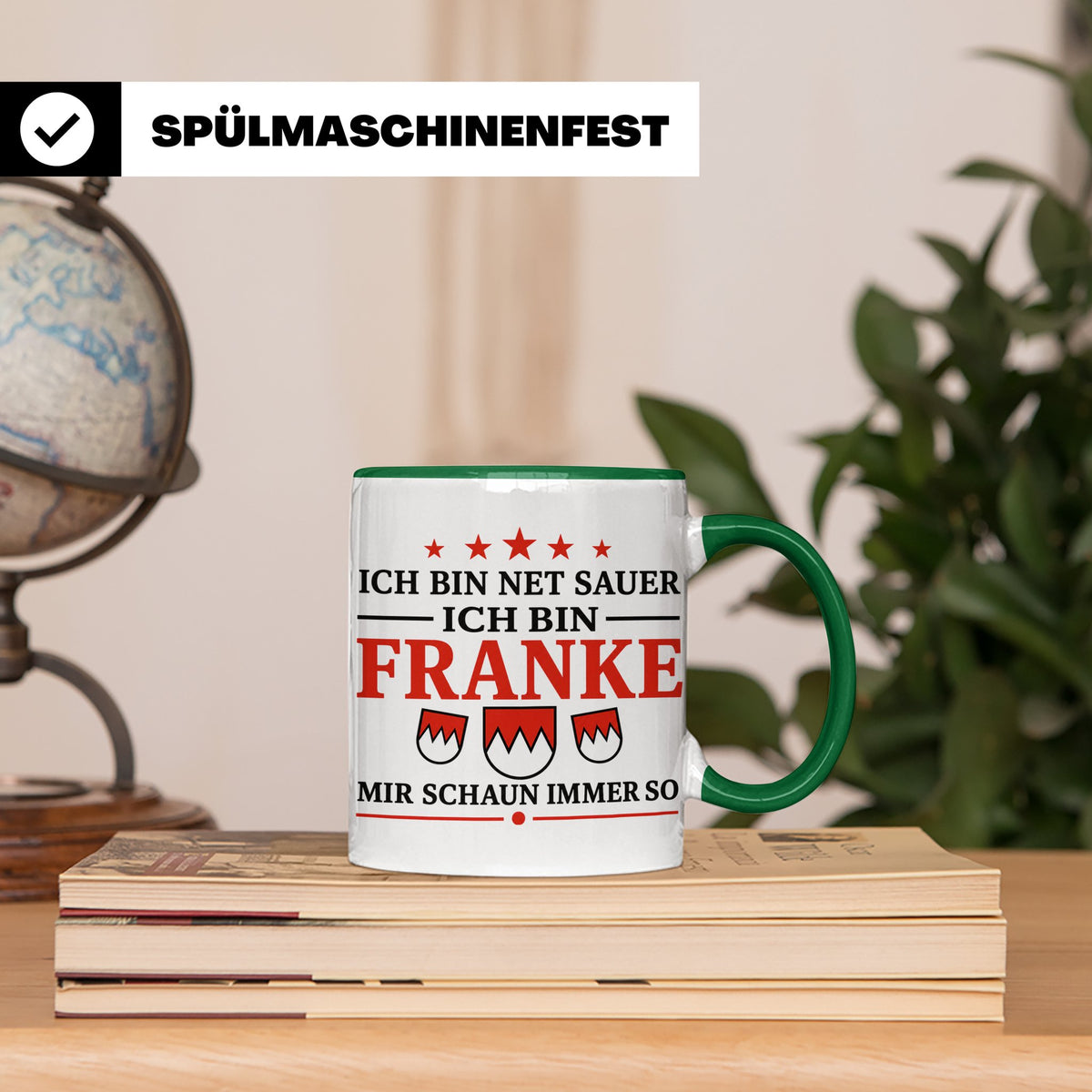 Franke Tasse mit Spruch Ich bin net sauer | Geschenk für Fra – Grün [farbe:grün]