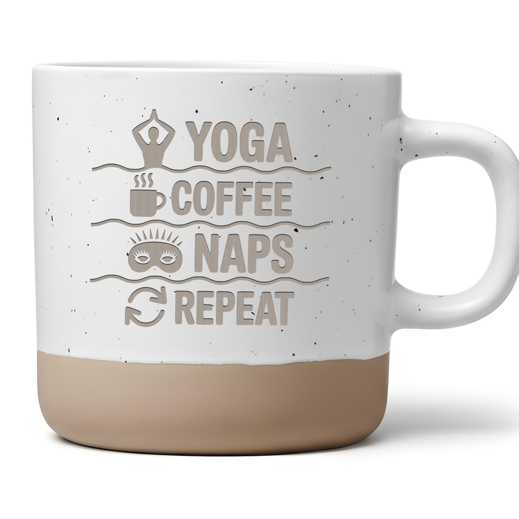Yoga Coffee Naps Repeat Tasse Lustige Kaffeetasse für Yogis Geschenk Wellness Achtsamkeit Becher Namaste Kaffee Geschenkidee für Frauen