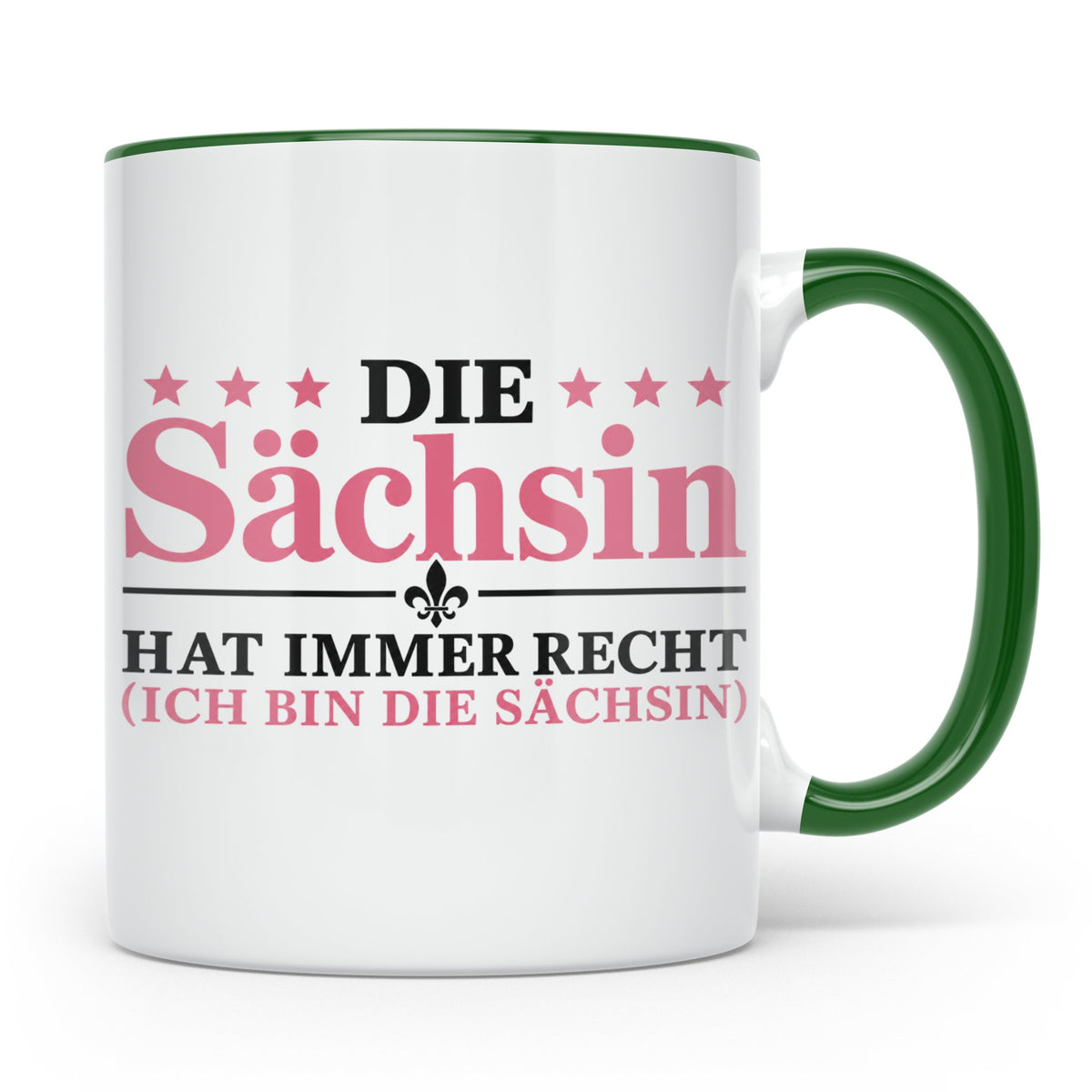 Sächsin Tasse mit Spruch Die Sächsin hat immer Recht lustige – Grün [farbe:grün]