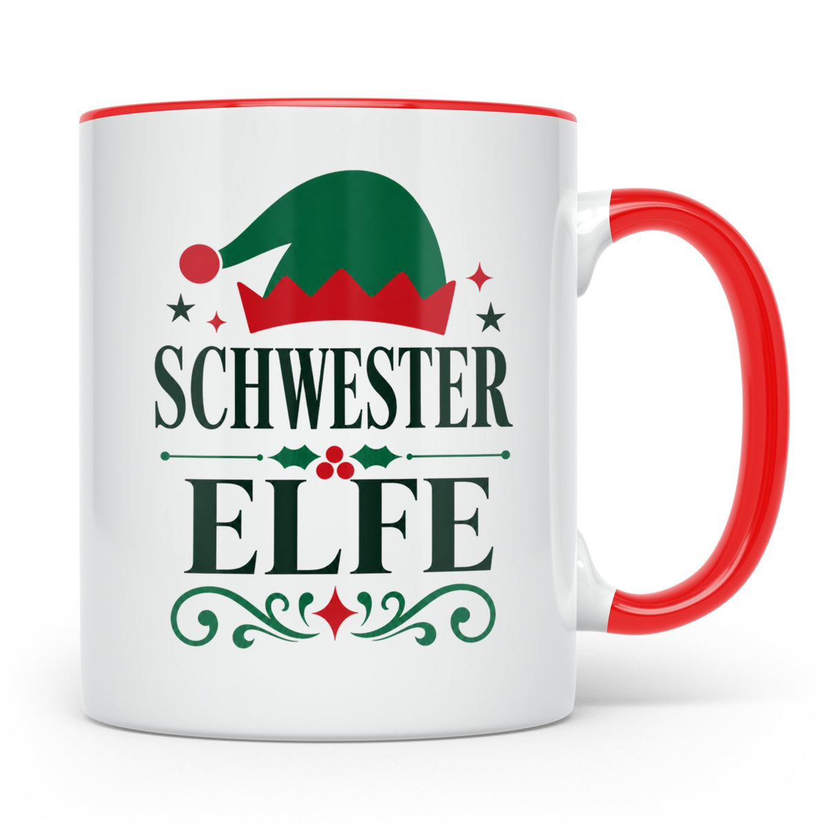 Schwester Elfe Tasse Lustiges Familien Partnerlook Design fü – Rot [farbe:rot]