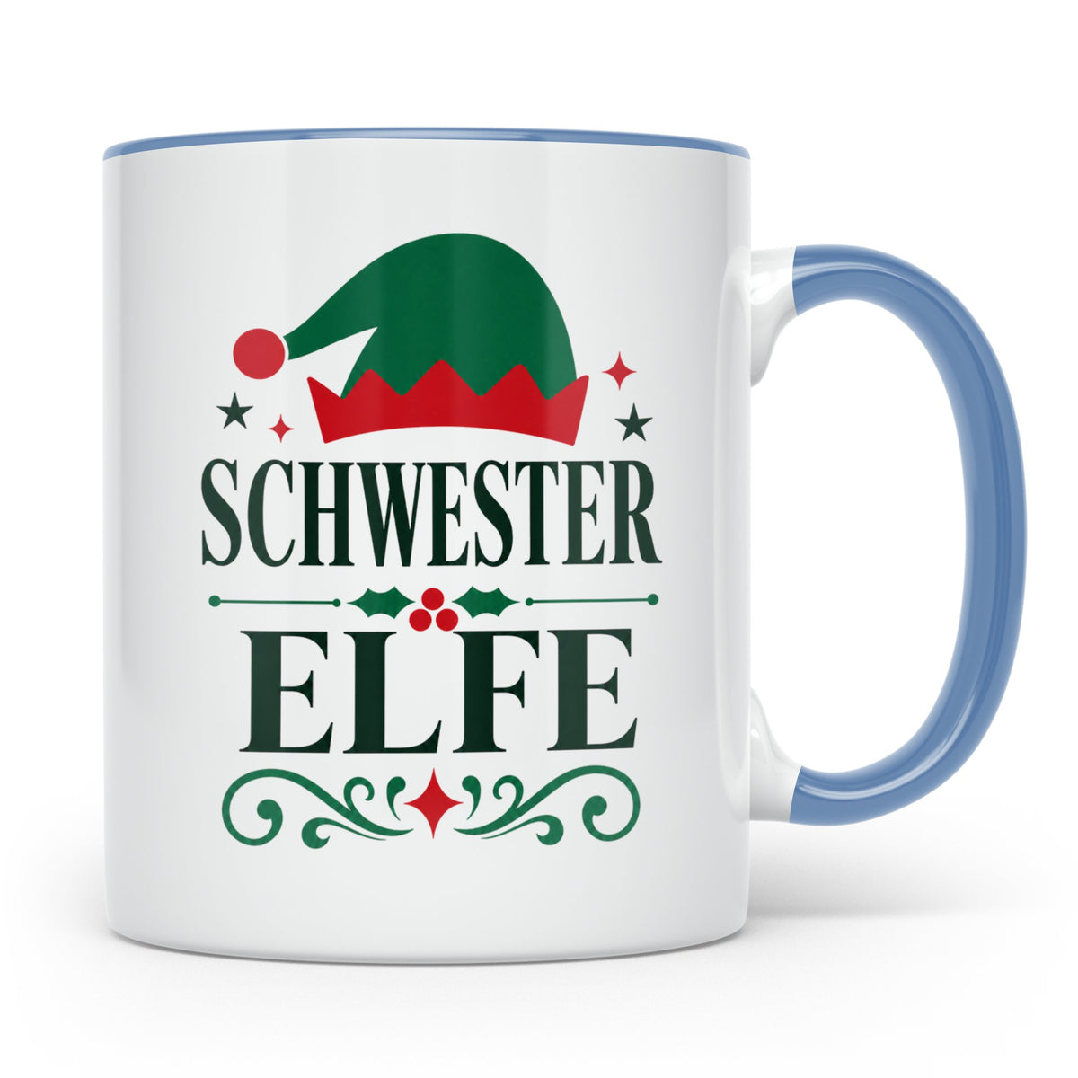 Schwester Elfe Tasse Lustiges Familien Partnerlook Design fü – Blau [farbe:blau]