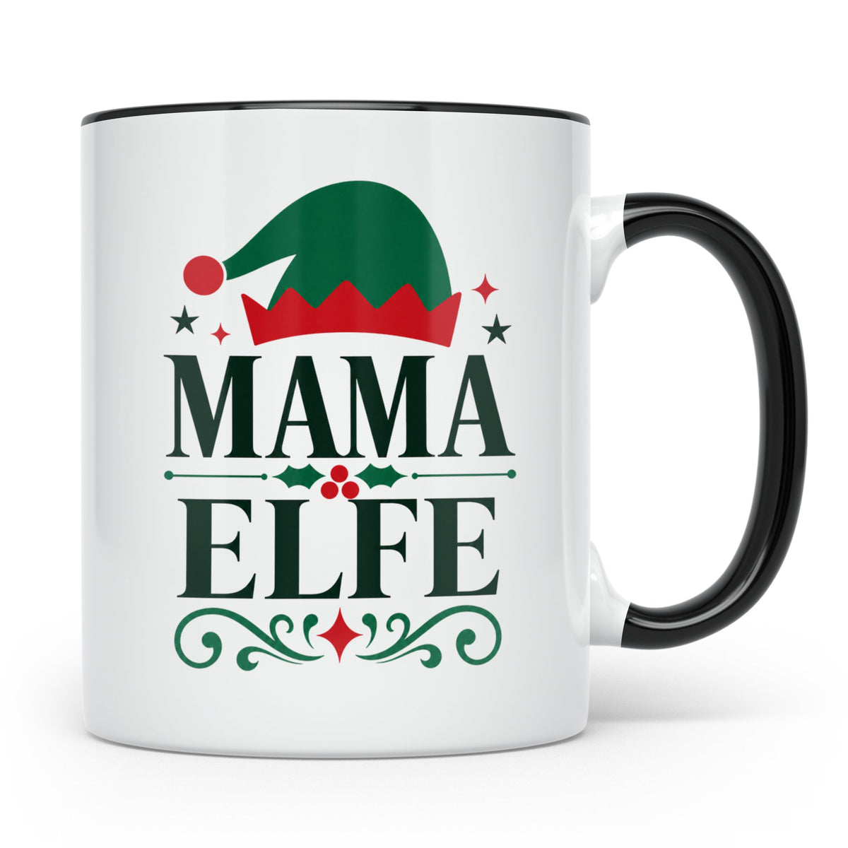 Mama Elfe Tasse lustig Spruch für Mutter Geschenkidee Famili – Schwarz [farbe:schwarz]