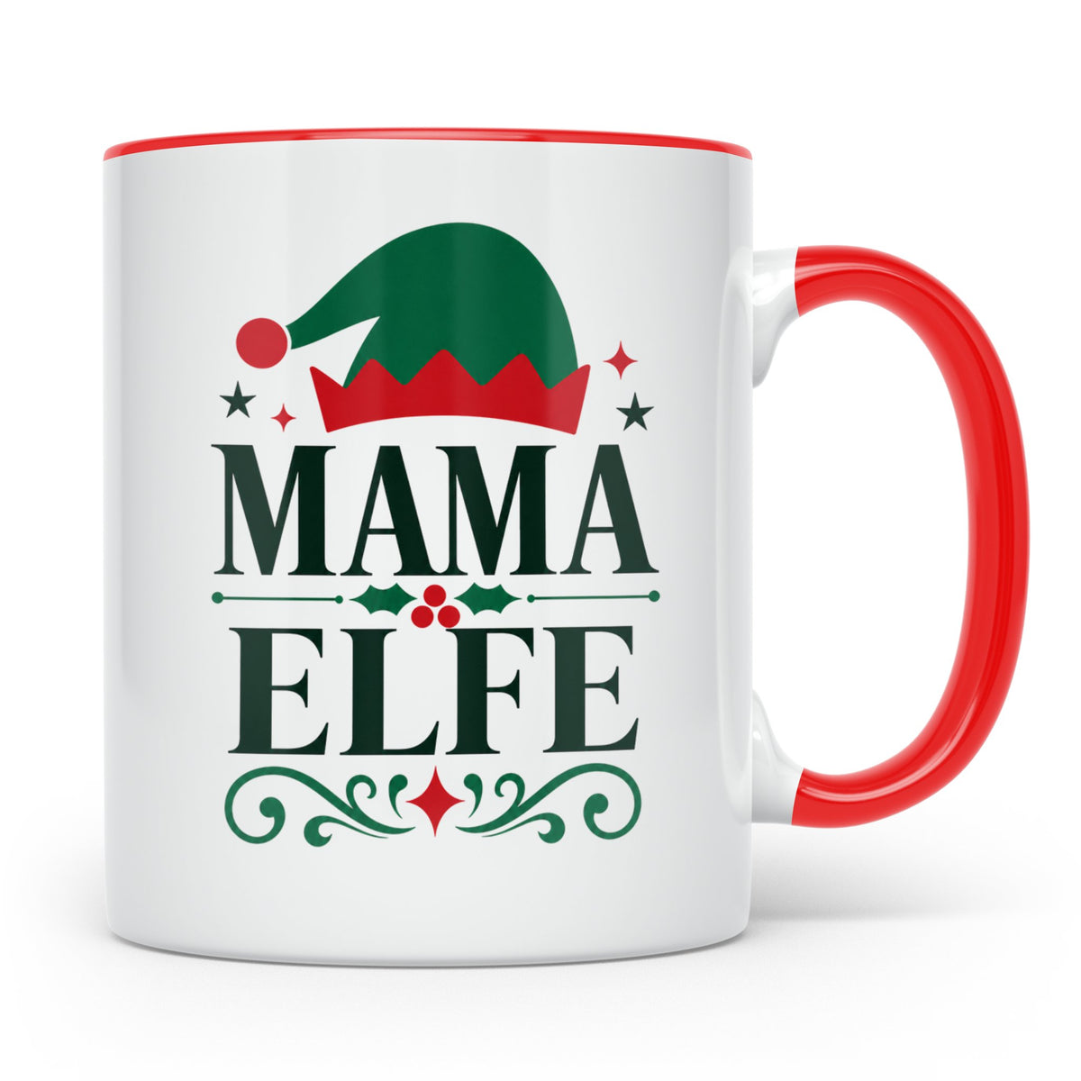 Mama Elfe Tasse lustig Spruch für Mutter Geschenkidee Famili – Rot [farbe:rot]