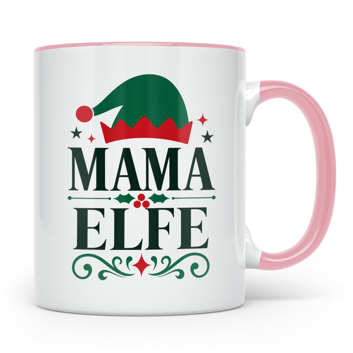 Mama Elfe Tasse lustig Spruch für Mutter Geschenkidee Famili – Rosa [farbe:rosa]